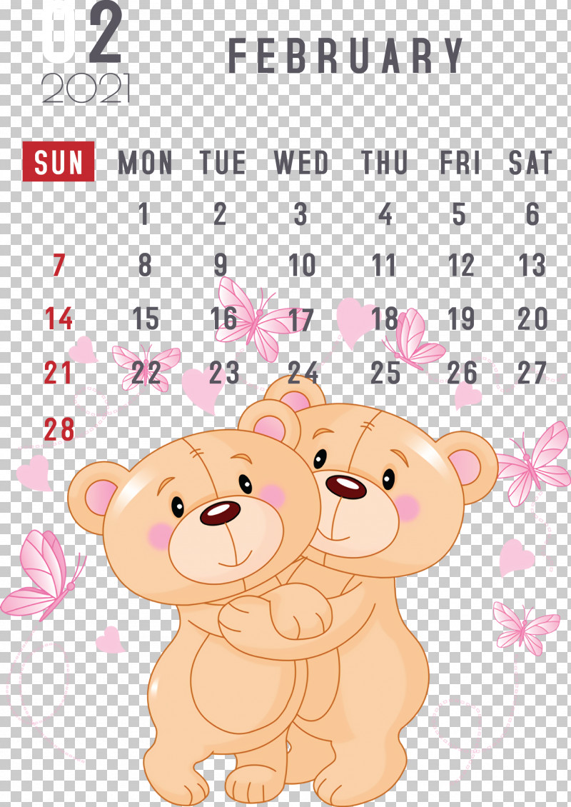 February 2021 Printable Calendar February Calendar 2021 Calendar PNG, Clipart, 2021 Calendar, Bears, Cartoon, Drawing, Greeting Card Free PNG Download