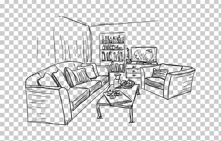 Living Room Couch Drawing Interior Design Services PNG, Clipart, Angle, Apartment House, Artwork, Bedroom, Black And White Free PNG Download