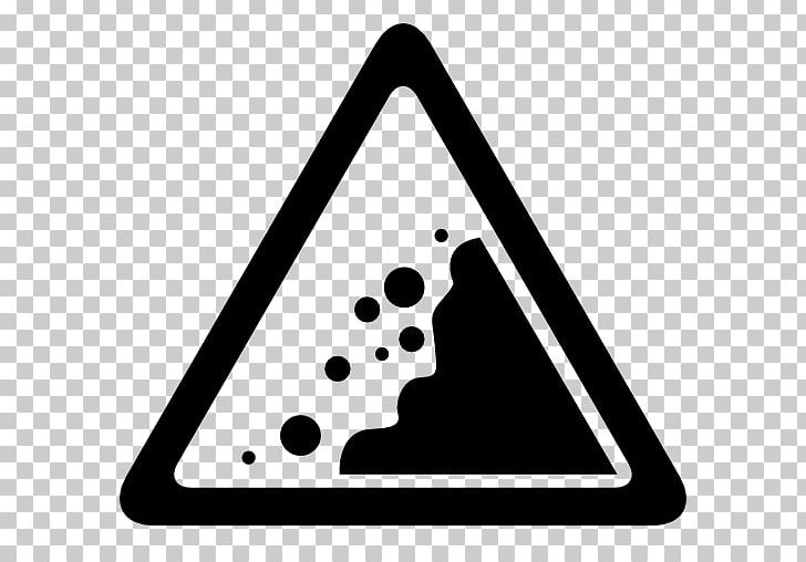 Landslide Warning Sign Symbol Computer Icons PNG, Clipart, Angle, Area, Black, Black And White, Computer Icons Free PNG Download
