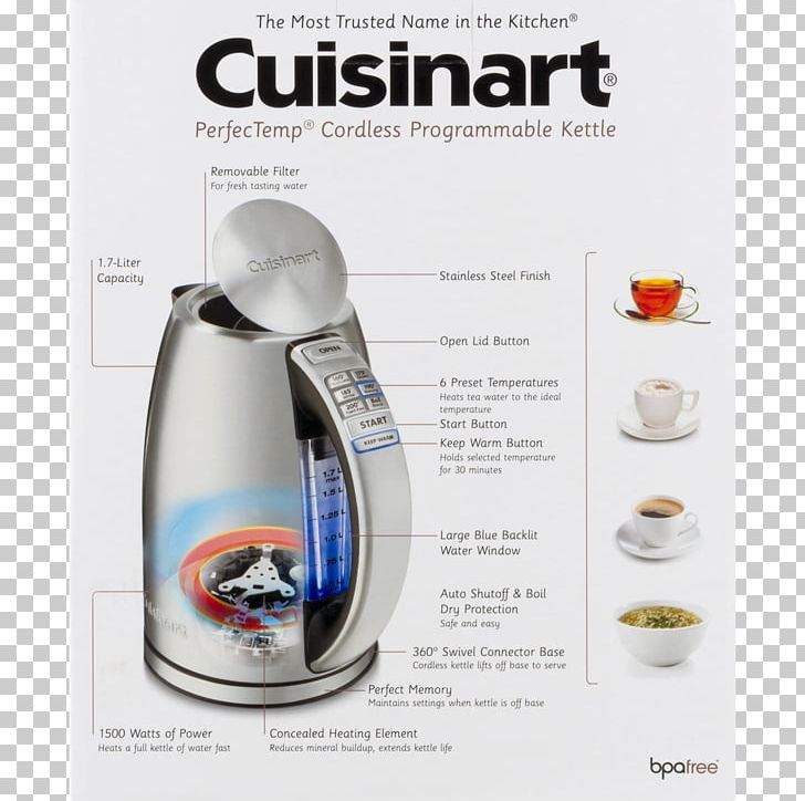 Electric Kettle Cordless Cuisinart Stainless Steel PNG, Clipart, Bottle, Celebrity, Central Heating, Cordless, Cuisinart Free PNG Download
