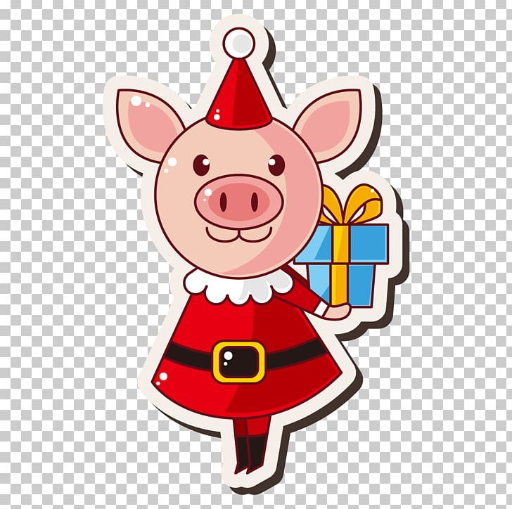 Domestic Pig Santa Claus Christmas Gift PNG, Clipart, Animal, Animals, Art, Cartoon, Christmas Free PNG Download