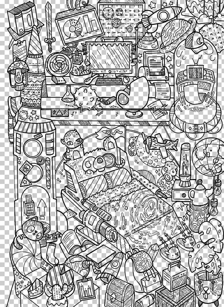 Drawing Doodle Coloring Book Outer Space PNG, Clipart, Adult, Area, Art, Artwork, Black And White Free PNG Download