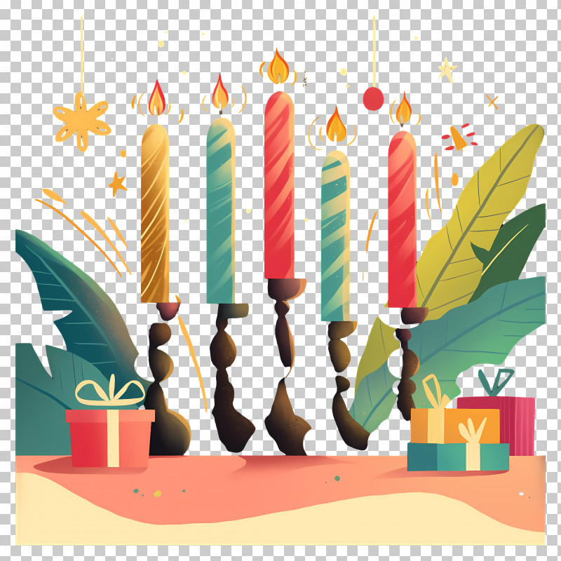 Happy Kwanzaa - Festive Candles And Gifts For Christmas PNG