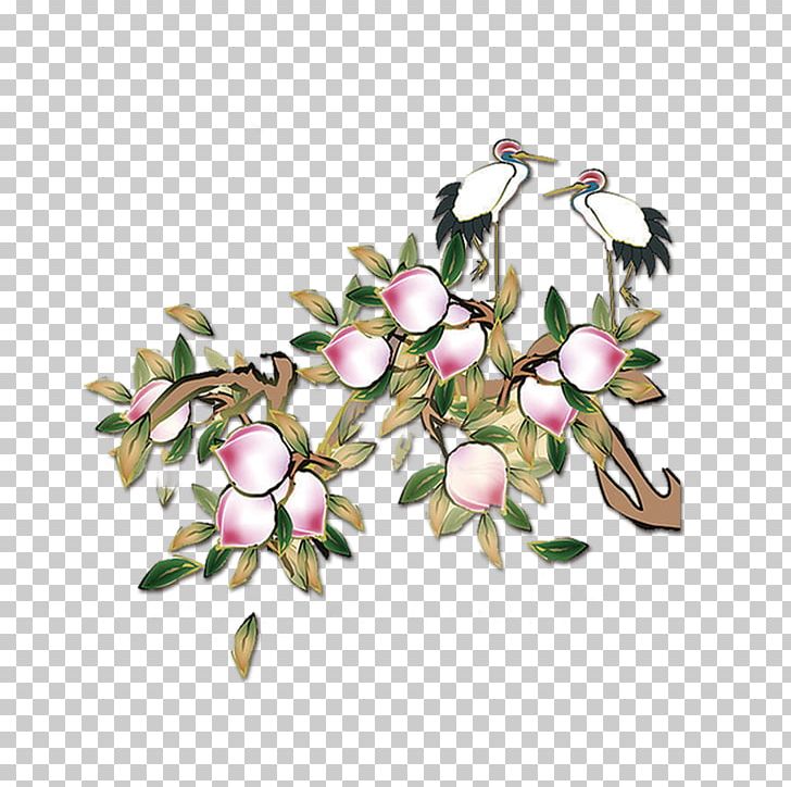 Peach Computer File PNG, Clipart, Adobe Illustrator, Blossom, Branch, Cherry Blossom, Crane Free PNG Download