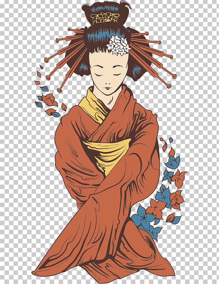 Japanese Geisha Illustration PNG, Clipart, Cartoon Characters, Character, Fictional Character, Geisha Vector, Girl Free PNG Download