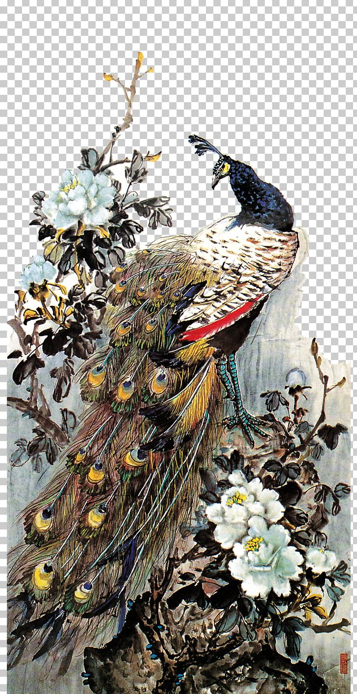 Chinese Painting Moutan Peony Gongbi Bird-and-flower Painting PNG, Clipart, Animals, Art, Beak, Bird, Birdandflower Painting Free PNG Download