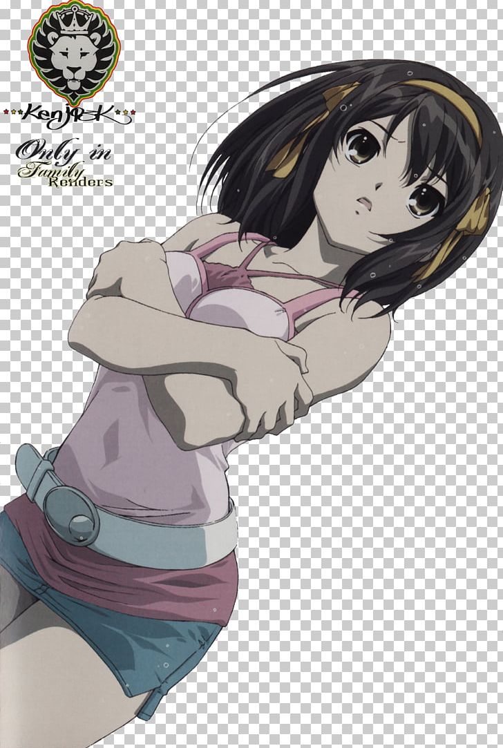 Haruhi Suzumiya Fiction Black Hair Cartoon Anime PNG, Clipart, Anime, Arm, Black, Black Hair, Brown Hair Free PNG Download