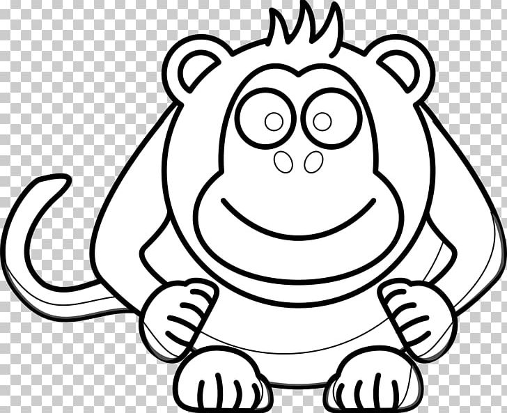 Drawing Black And White Monkey PNG, Clipart, Animals, Art, Black, Black And White, Carnivoran Free PNG Download