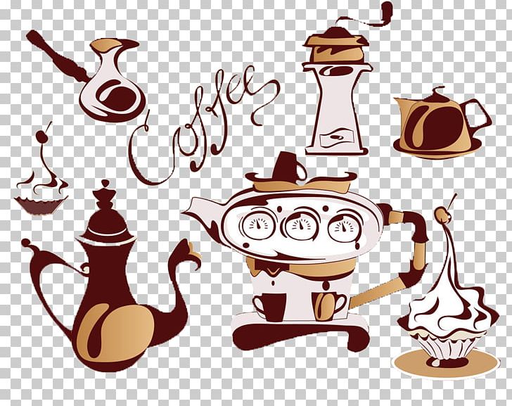 Coffeemaker Cappuccino Cafe Coffee Cup PNG, Clipart, Beans, Cafe, Cappuccino, Cartoon, Cartoon Decorative Pattern Free PNG Download
