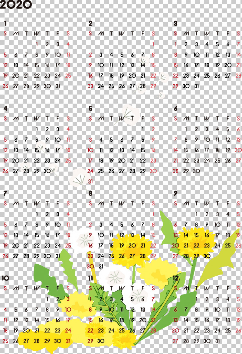 Text Calendar Yellow Font Line PNG, Clipart, 2020 Calendar, 2020 Yearly Calendar, Calendar, Line, Paint Free PNG Download