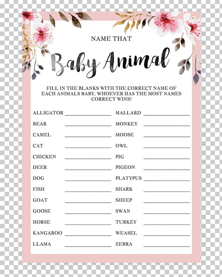 Game Baby Shower Name That Animal Infant Nursery Png Clipart Animal Baby Shower Bingo Game Infant