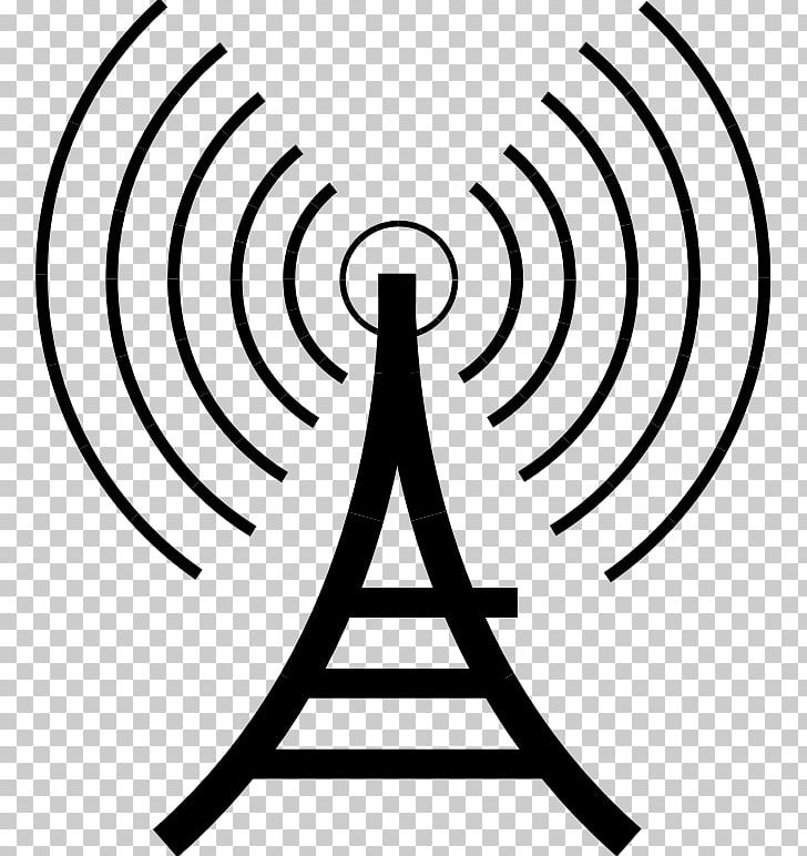 Radio Telecommunications Tower Broadcasting PNG, Clipart, Amateur Radio, Artwork, Black And White, Broadcasting, Circle Free PNG Download