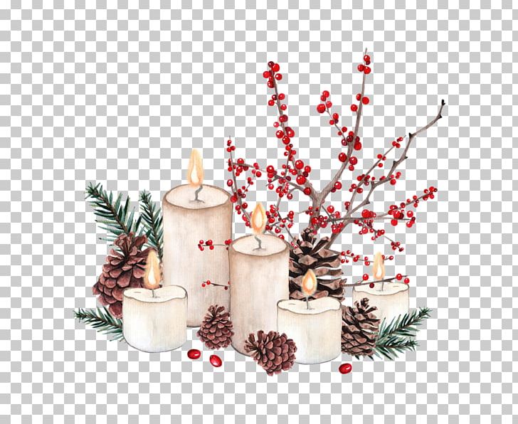 Christmas Decoration Watercolor Painting PNG, Clipart, Branch, Candle, Christmas, Christmas Card, Christmas Market Free PNG Download