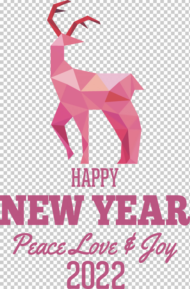 Happy New Year 2022 2022 New Year PNG, Clipart, Deer, Line, Logo, Pink M, Reindeer Free PNG Download