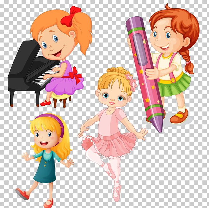 young kids singing and dancing clipart