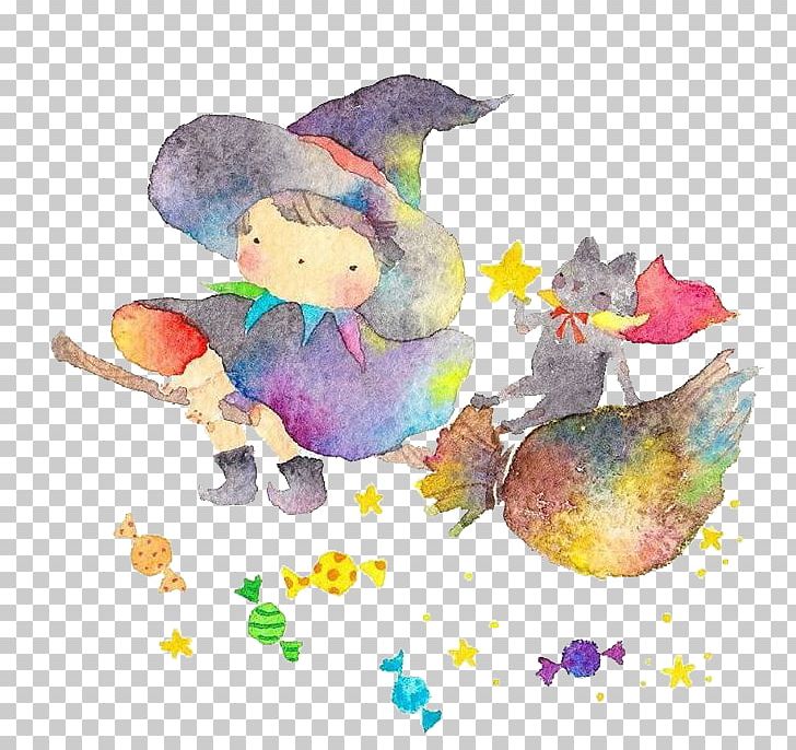 Watercolor Painting Boszorkxe1ny Illustration PNG, Clipart, Baby Toys, Boszorkxe1ny, Broom, Candy, Easter Free PNG Download