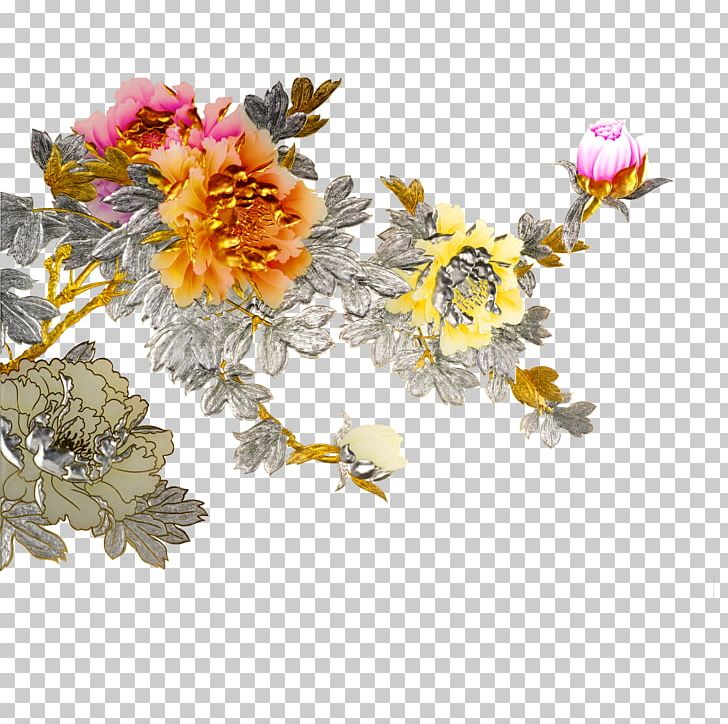Peony Mural Painting PNG, Clipart, 3d Computer Graphics, Artificial Flower, Branch, Chinese Style, Chrysanths Free PNG Download