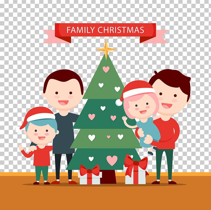 Christmas Gift Family Illustration PNG, Clipart, Child, Christmas Decoration, Christmas Frame, Christmas Lights, Christmas Vector Free PNG Download