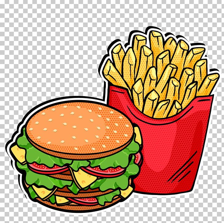Fast Food French Fries Hamburger Pop Art PNG, Clipart, Art, Big Burger, Burger Vector, Cheeseburger, Chicken Burger Free PNG Download