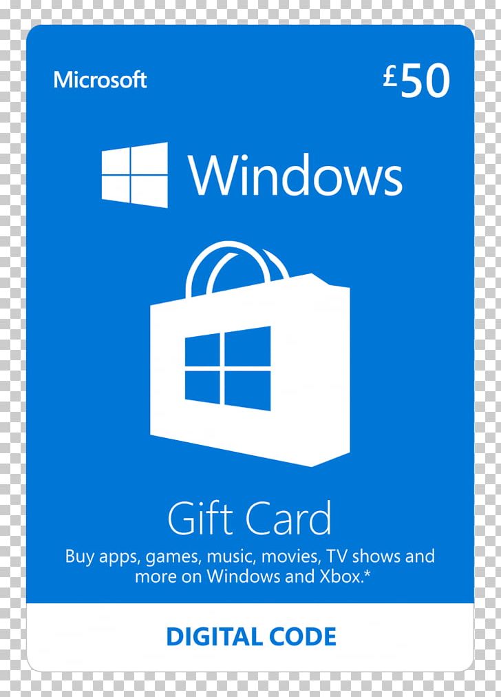 Gift Card Microsoft Corporation Microsoft Store Microsoft Windows Windows 10 PNG, Clipart, Area, Blue, Brand, Buy Gifts, Computer Icon Free PNG Download