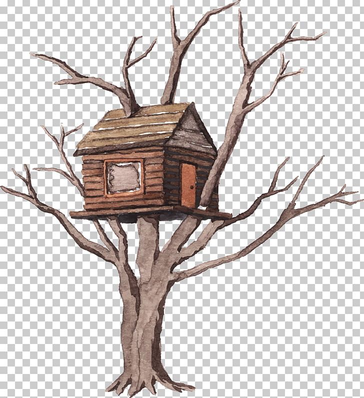 Tree Watercolor Painting Illustration PNG, Clipart, Antler, Architecture, Bird House, Branch, Build Free PNG Download