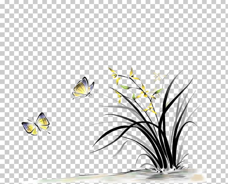 Orchids Phalaenopsis Amabilis Ink Wash Painting Watercolor Painting PNG, Clipart, Artificial Grass, Birdandflower Painting, Branch, Butterfly, Computer Wallpaper Free PNG Download