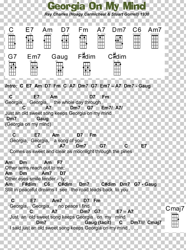 Ukulele Georgia On My Mind Guitar Chord Song PNG, Clipart, Angle, Area, Black And White, Chord, Chord Chart Free PNG Download