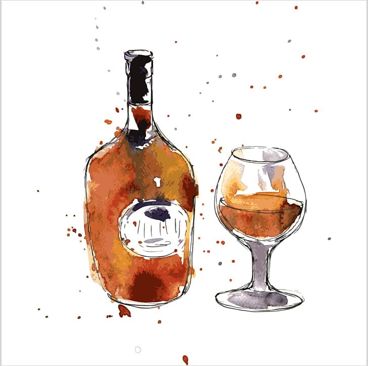 Cognac Champagne Wine Drawing Watercolor Painting PNG, Clipart, Barware, Bottle, Champagne, Champagne Wine, Cognac Free PNG Download