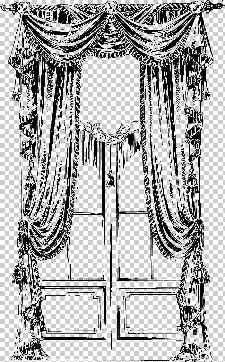 Front Curtain Furniture Sketch PNG, Clipart, Arch, Architecture, Art, Black And White, Cortina Free PNG Download