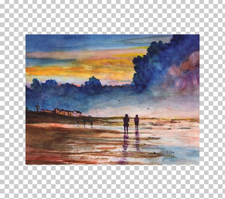 Watercolor Painting Beach Sunset Art PNG, Clipart, Acrylic Paint, Art, Beach, Calm, Canvas Free PNG Download