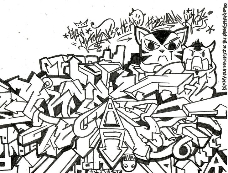 Graffiti Drawing Art Sketch PNG, Clipart, Area, Art, Artwork, Black And White, Cartoon Free PNG Download