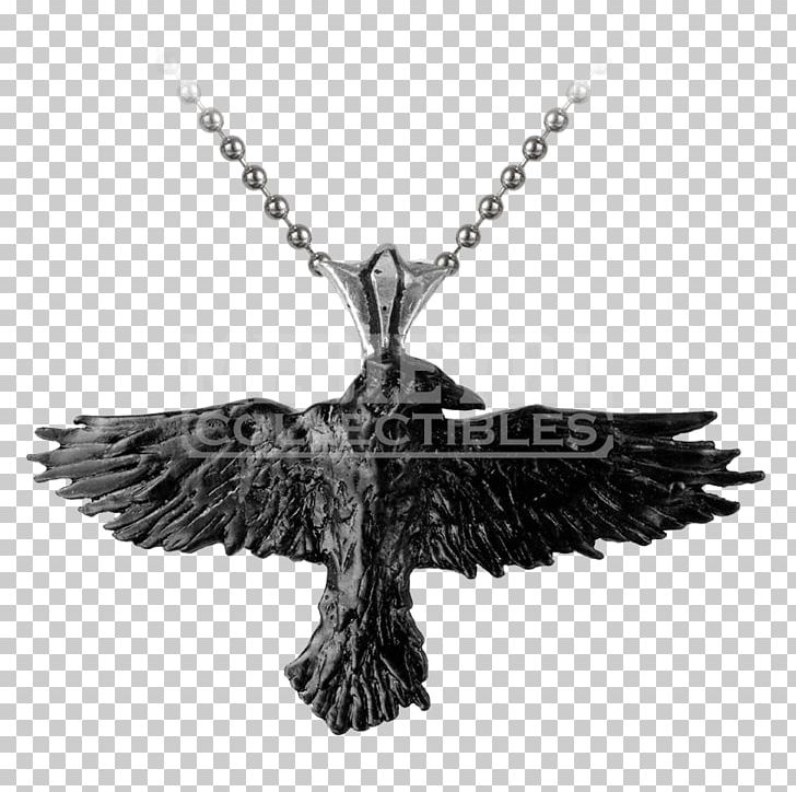 Charms & Pendants Necklaces And Pendants Earring The Raven PNG, Clipart, Amulet, Bird, Bird Of Prey, Black And White, Chain Free PNG Download