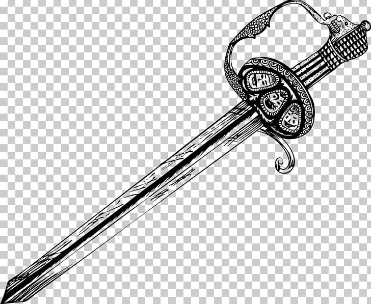 Drawing Sword PNG, Clipart, Art, Black And White, Body Jewelry, Brush, Cold Weapon Free PNG Download