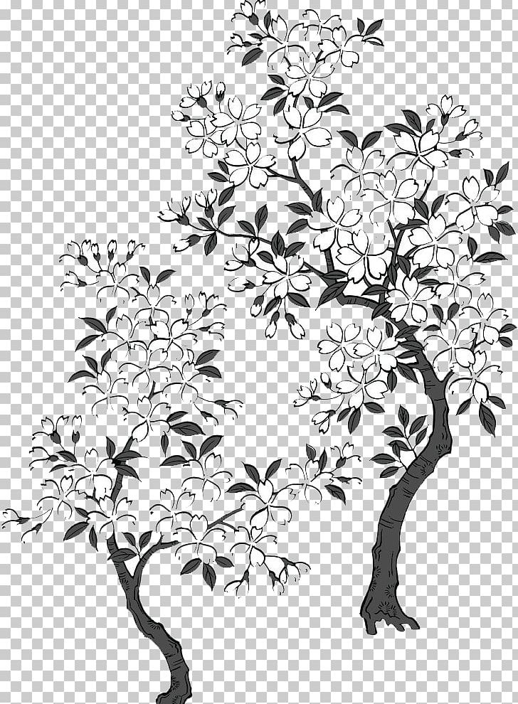 Black And White Designer PNG, Clipart, Black, Black And White, Blossom, Blossoms, Branch Free PNG Download