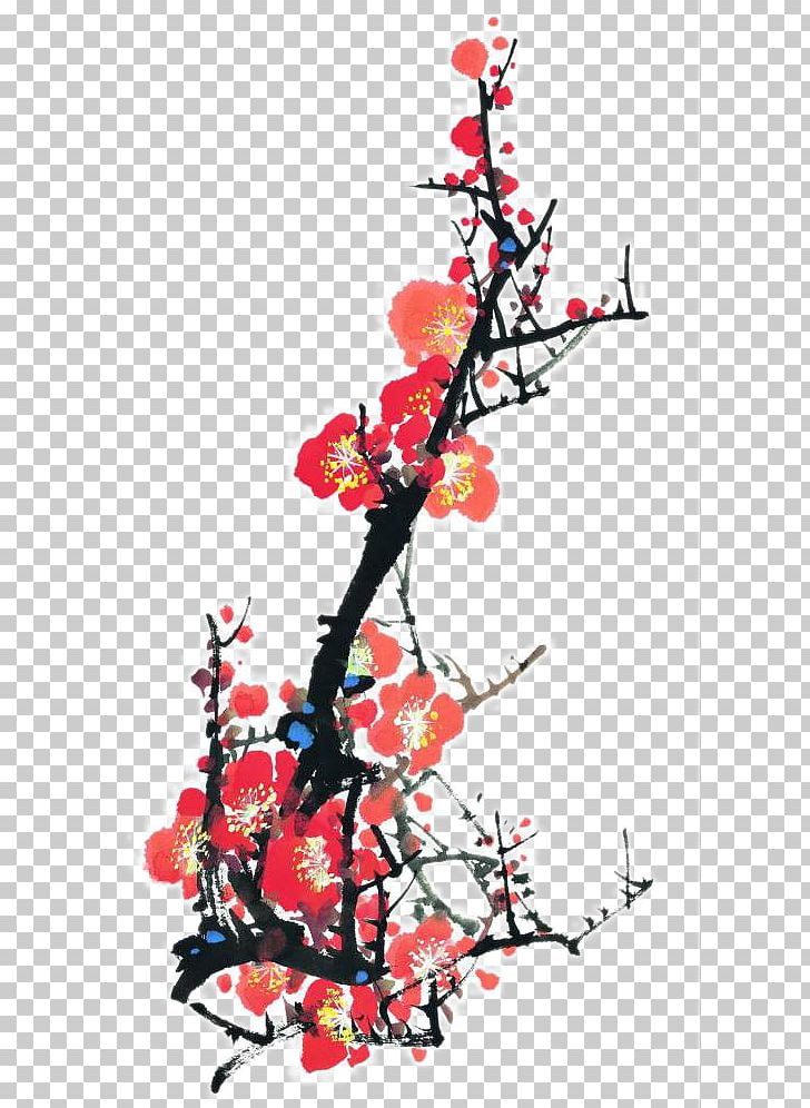 Ink Wash Painting Chinese Painting Plum Blossom Bird-and-flower Painting PNG, Clipart, Branch, Flower, Flowers, Fruit Nut, Gongbi Free PNG Download