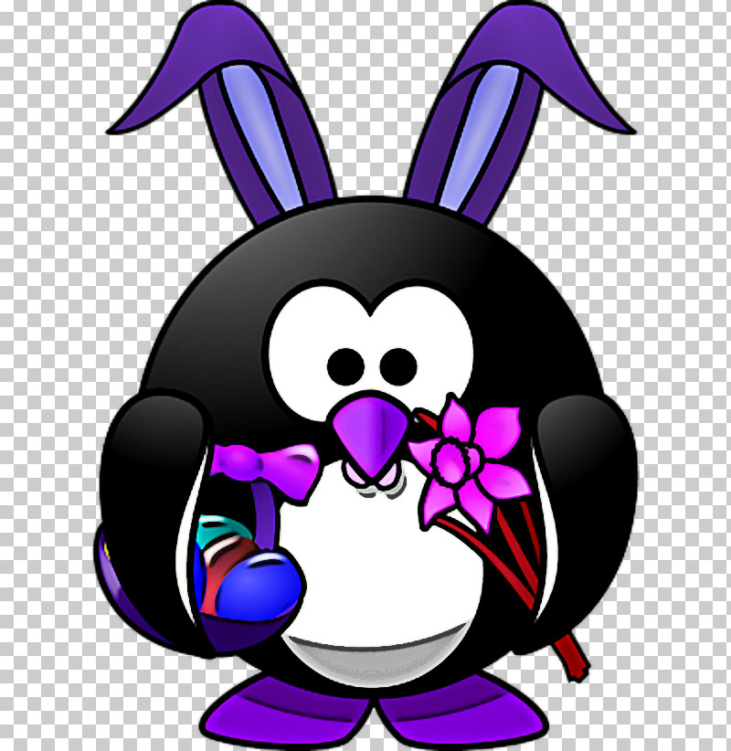 Easter Bunny PNG, Clipart, Cartoon, Easter Bunny, Flightless Bird, Penguin, Purple Free PNG Download