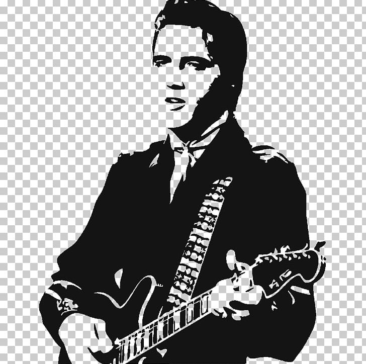 elvis guitar clipart black and white