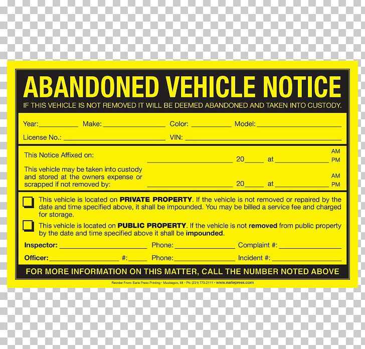Car Abandoned Vehicle Sticker Parking Violation PNG, Clipart, Abandoned, Abandoned Vehicle, Abandonment, Advertising, Area Free PNG Download