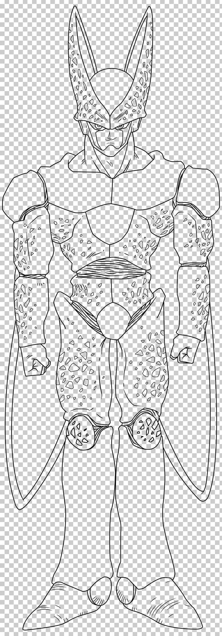 Line Art Drawing Cartoon Cell Frieza PNG, Clipart, Arm, Artwork, Black And White, Cartoon, Cell Free PNG Download