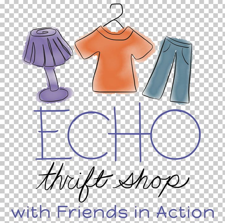 Echo Thrift Store T-shirt Community Church Of Durham Charity Shop Dress PNG, Clipart, Area, Blue, Brand, Charity Shop, Clothing Free PNG Download