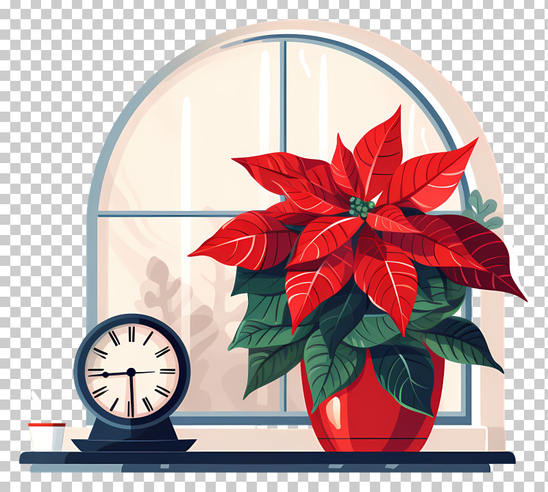 Window - Poinsettia Plant By The Window PNG