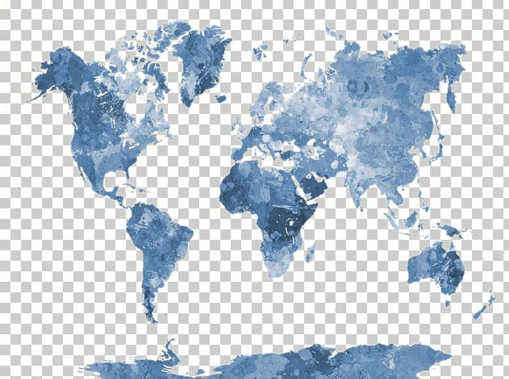 World Map Watercolor Painting AllPosters.com PNG, Clipart, Art, Blue, Canvas, Color, Continents Free PNG Download