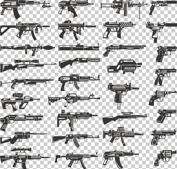 Firearm Weapon Stock Pistol Machine Gun PNG, Clipart, Angle, Arms, Black And White, Bullet, Firearms Weapons Free PNG Download