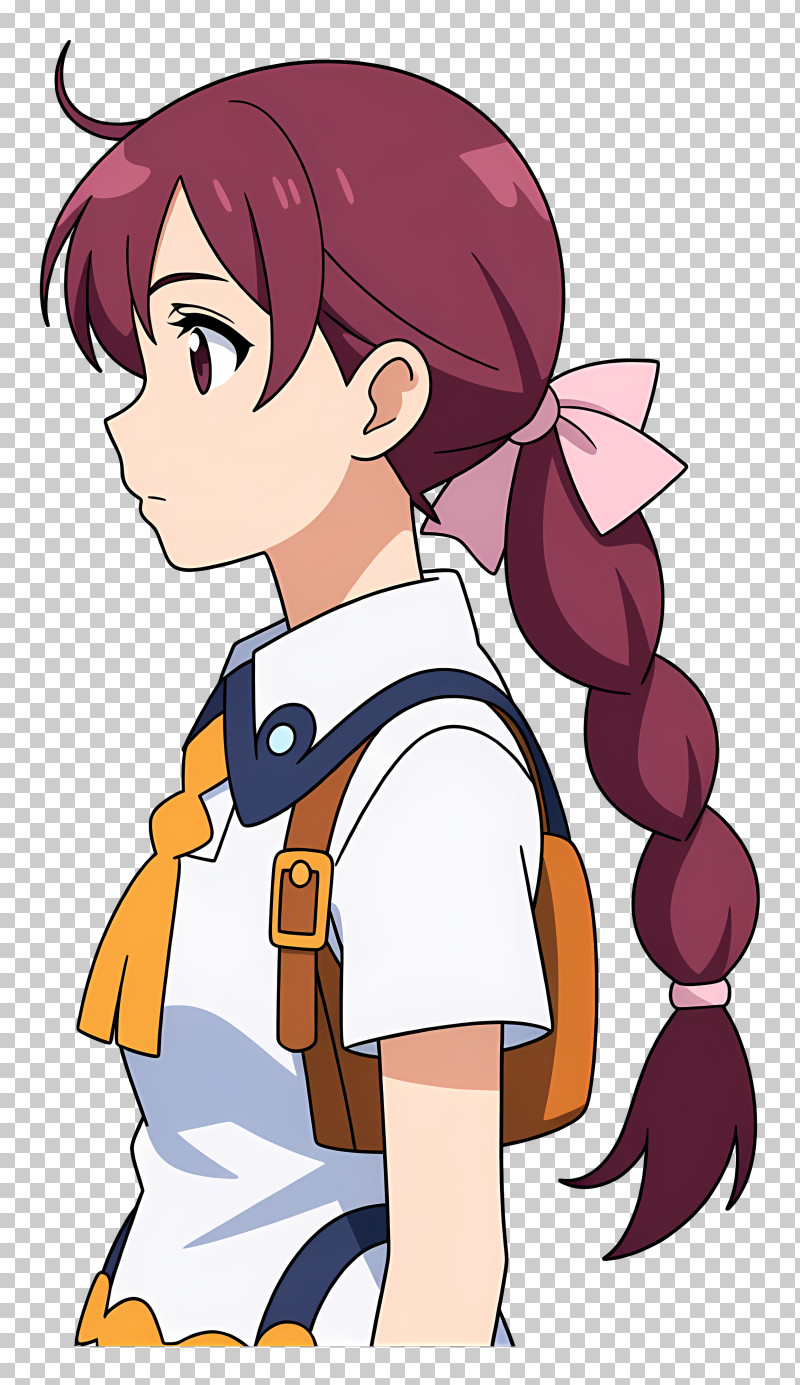 Anime Schoolgirl Side Profile PNG