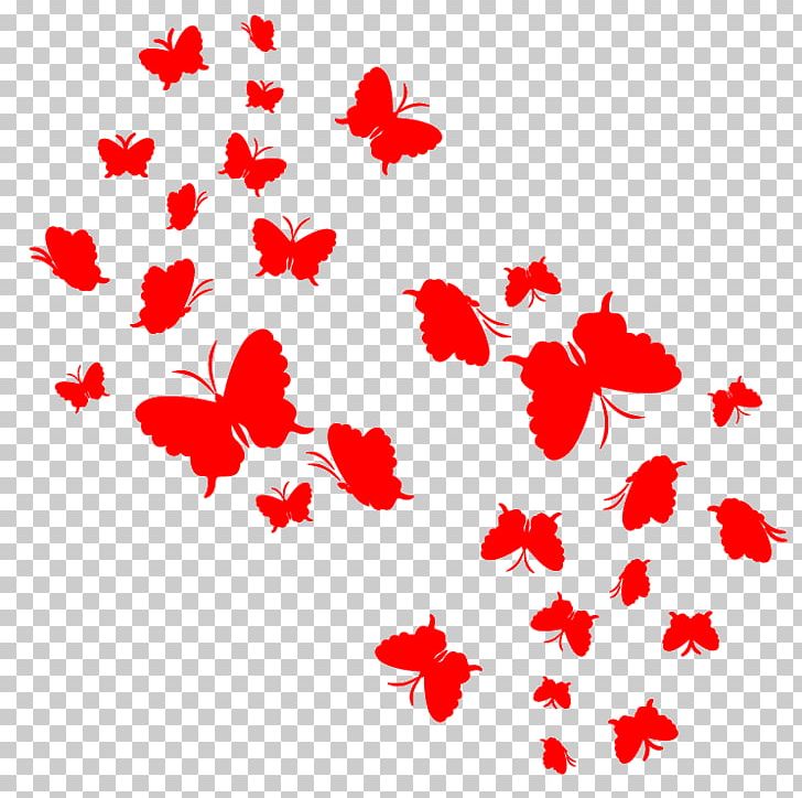 Red Butterflies And Moths Виниловая интерьерная наклейка PNG, Clipart, Blue, Butterflies And Moths, Butterfly Heart, Color, Encapsulated Postscript Free PNG Download