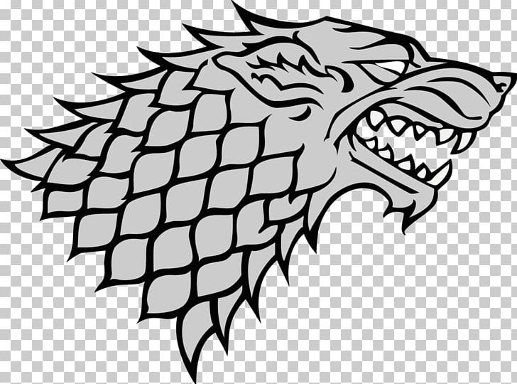 Eddard Stark Bran Stark Dire Wolf House Stark Winter Is Coming PNG, Clipart, Artwork, Beak, Black, Black And White, Drawing Free PNG Download