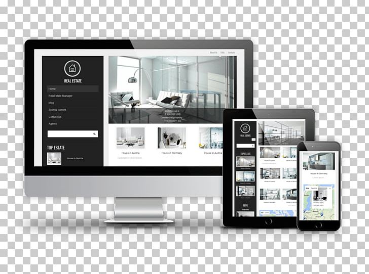 Responsive Web Design Real Estate Web Template System Website PNG, Clipart, Brand, Business, Commercial Property, Communication, Electronics Free PNG Download