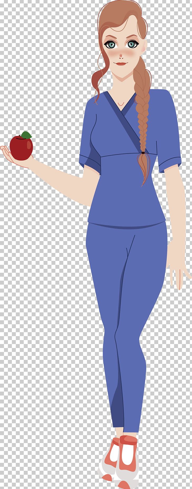 Apple Nurse PNG, Clipart, Abdomen, Arm, Blue, Cartoon, Electric Blue Free PNG Download