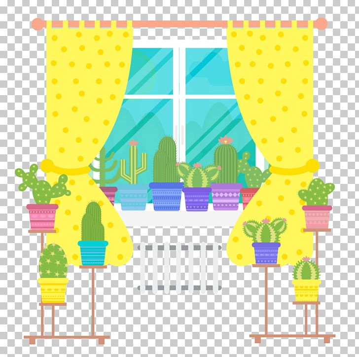 Window Curtain Illustration PNG, Clipart, Area, Cartoon, Cartoon Cactus, Cartoon Illustration, Door Free PNG Download