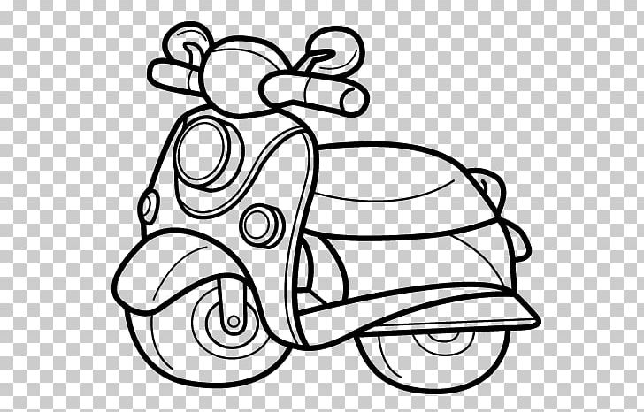 Scooter Car Motorcycle Drawing Coloring Book PNG, Clipart, Area, Art, Bicycle, Black And White, Car Free PNG Download